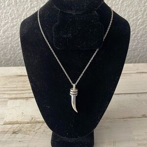 Anna Beck Sterling Silver Black Onyx Horn Pendant Necklace 30”